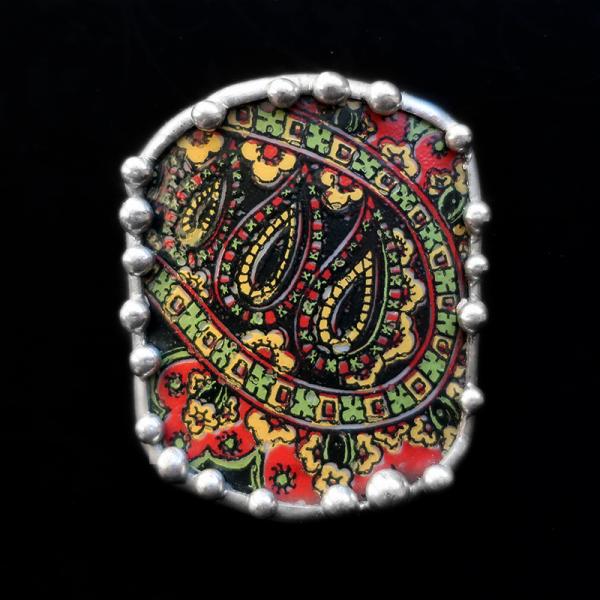 Vintage Paisley Cup Shard Pin/Pendant picture