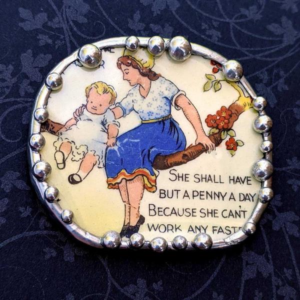 Vintage Children's Plate Shard Pin/Pendant picture