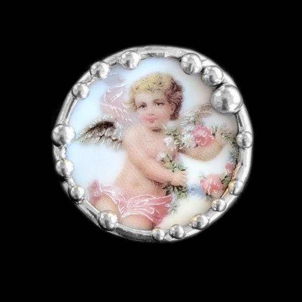 Victorian Angel/Cupid Platter Shard Pin/Pendant picture