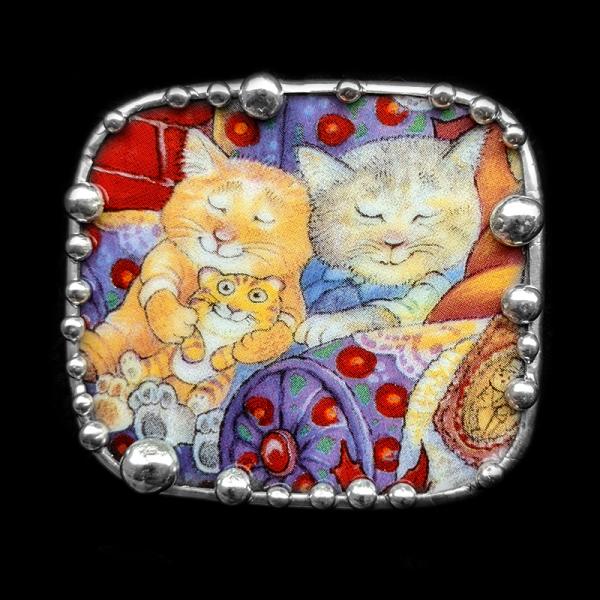 Not a Creature Was Purring Plate Shard Pin/Pendant **