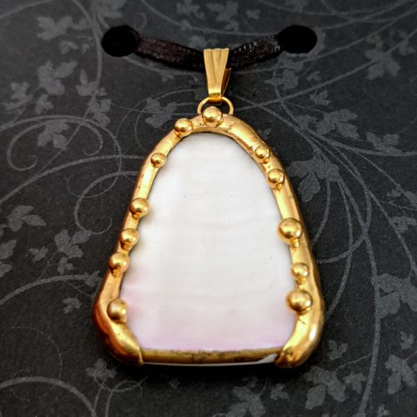 Vintage Irish Belleek Shard Pendant - 24K Gold picture