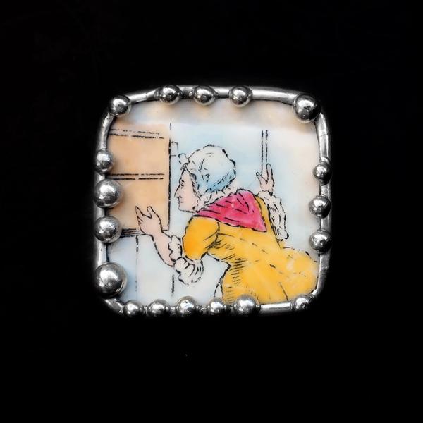 Old Mother Hubbard Plate Shard Pin/Pendant