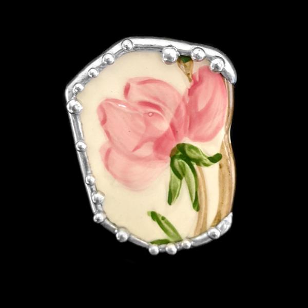 Vintage Desert Rose Plate Shard Pin/Pendant