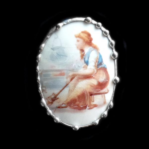 Vintage Children's China Shard Pin/Pendant picture