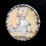 Antique Hand Painted Children's Plate Shard Pin/Pendant