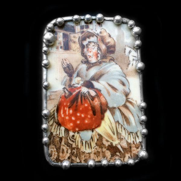 Vintage English Dish Shard Pin/Pendant picture