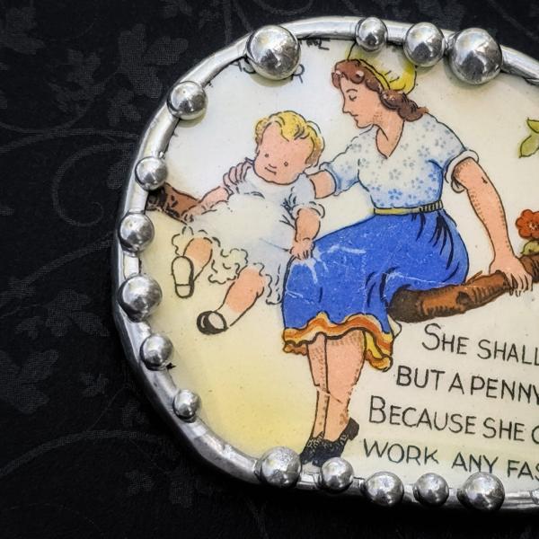 Vintage Children's Plate Shard Pin/Pendant