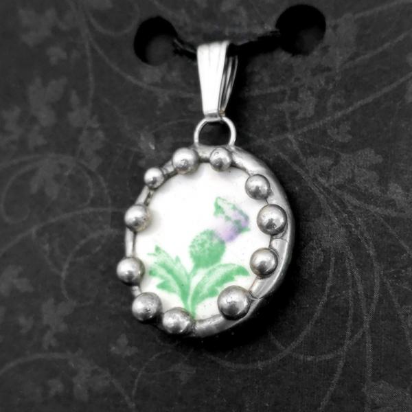 Vintage Thistle Plate Shard Pendant picture