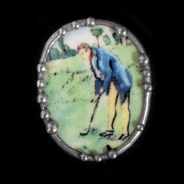 Syracuse China Golf Plate Shard Pin/Pendant