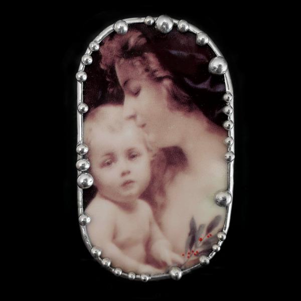 Mother and Child Plate Shard Pin/Pendant picture