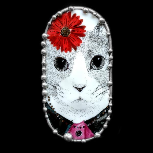 Miss Kitty Mug Shard Pin/Pendant **