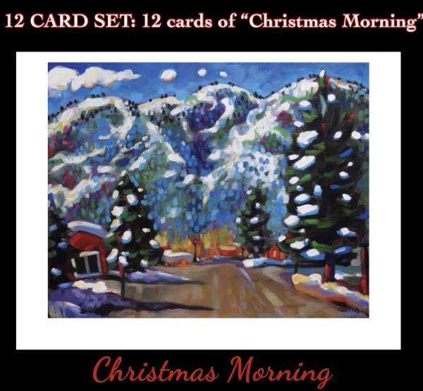 12 art card set “Christmas Morning”, blank inside picture
