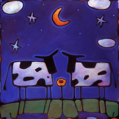 “In the Moo” 8x8” stretched gicleé canvas print picture