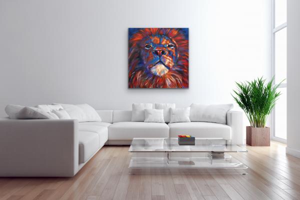 36x36” stretched limited-edition canvas print “Izu the Lion