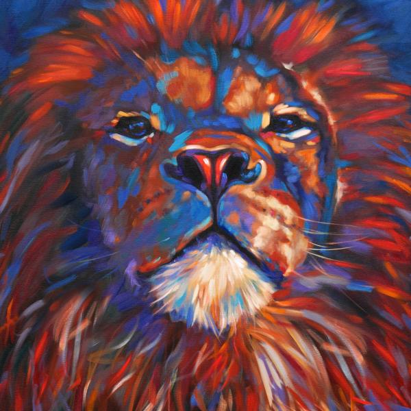 36x36” stretched limited-edition canvas print “Izu the Lion” picture