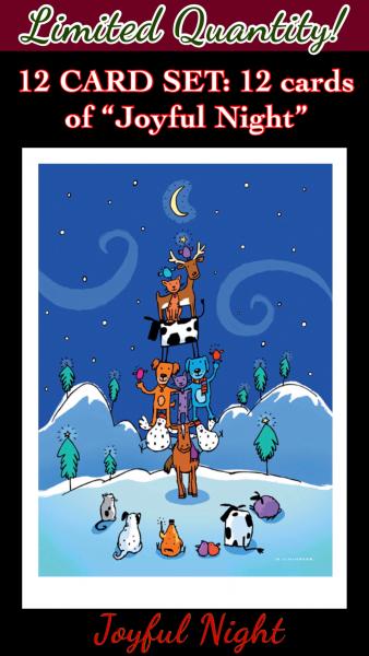 12 art card set &ldquo;Joyful Night&rdquo;, blank inside
