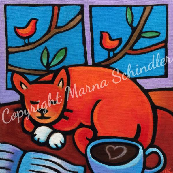 8x8” stretched gicleé canvas print “Cafe du Meow” picture