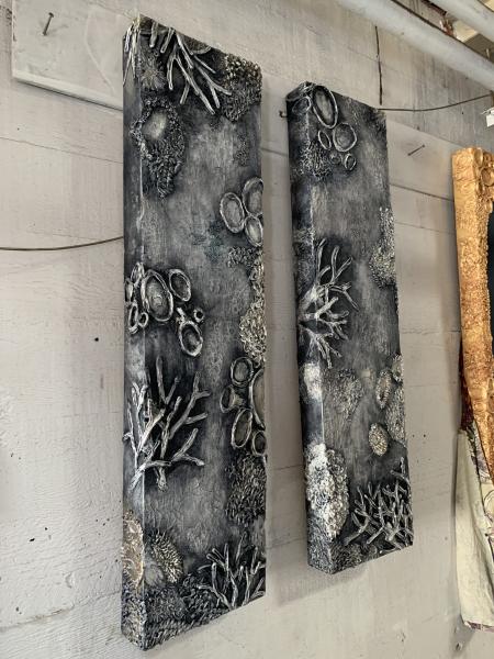 Large Vertical Abstract Reef in Pewter picture