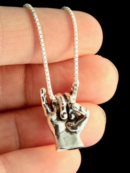 Rock On Hand Charm - Silver picture