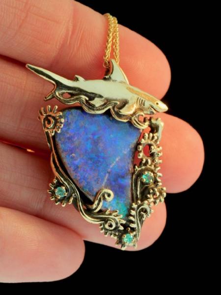 Shark Grotto Opal Pendant - 18K Gold picture