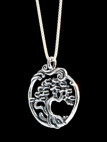 Cypress - Bonsai Tree Pendant - Silver picture