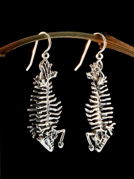 Phantom Angler Fish Skeleton Earrings - Silver picture