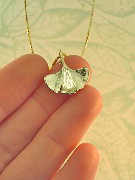 Gold Ginkgo Leaf Charm - 14k Gold picture