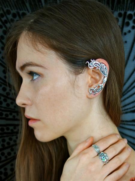 Wave Rider Mermaid Ear Wrap - Silver picture