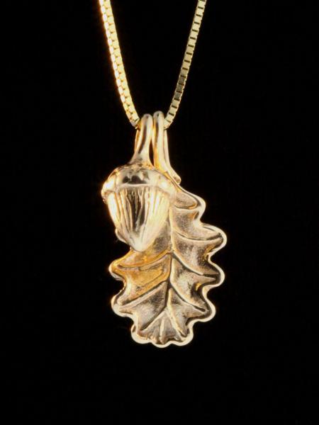 Gold Oak Leaf and Acorn Charms - 14k Gold picture