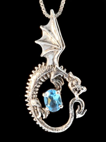 Oracle Dragon Pendant with Gemstone - Silver picture