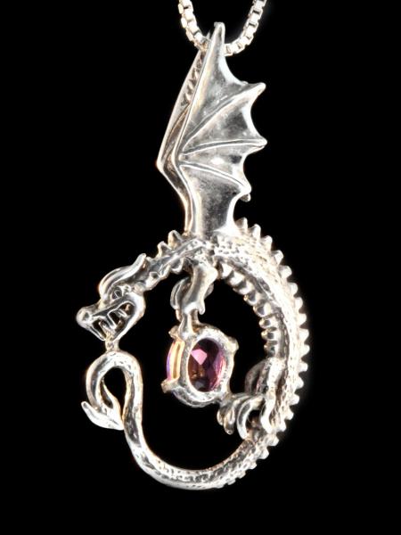 Oracle Dragon Pendant with Gemstone - Silver picture