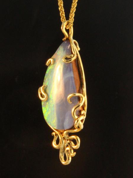 Wave Drop Opal Pendant - 18K Gold picture