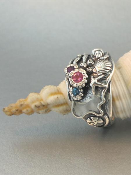 Tide Pool Ring with Gemstones - Silver picture