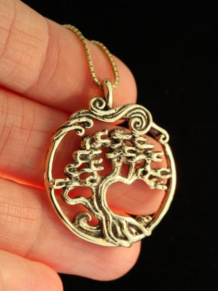 Cypress - Bonsai Tree Pendant - 14k Gold picture