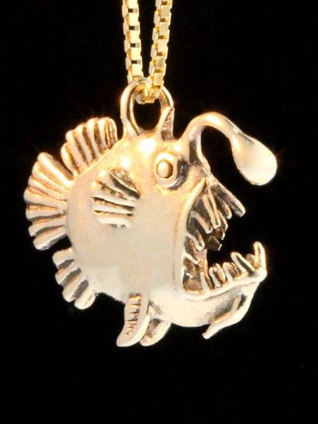 Gold Angler Fish Charm - 14k Gold picture