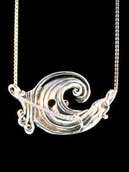 Rip Curl Wave Pendant with 5mm Gemstone - Silver picture