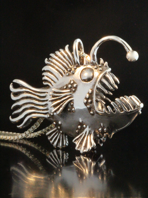 Large Angler Fish Pendant - Silver picture