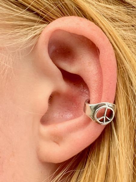 Peace Sign Ear Cuff - Silver