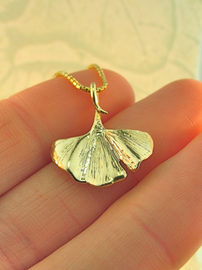 Gold Ginkgo Leaf Charm - 14k Gold picture
