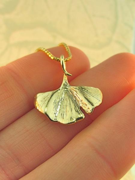 Gold Ginkgo Leaf Charm - 14k Gold picture