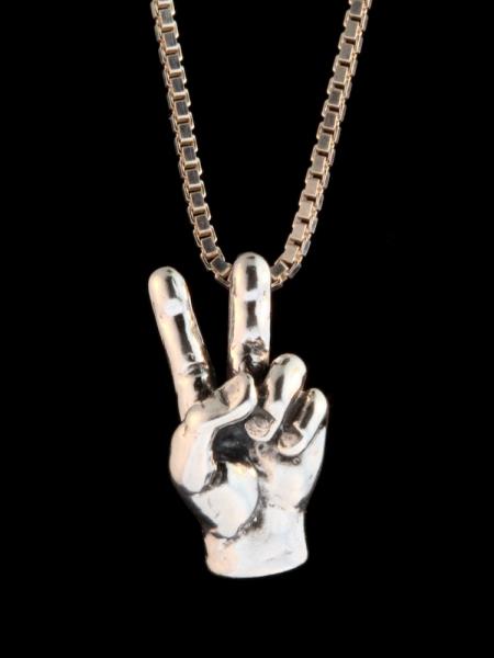 Peace Hand Sign Charm - Silver