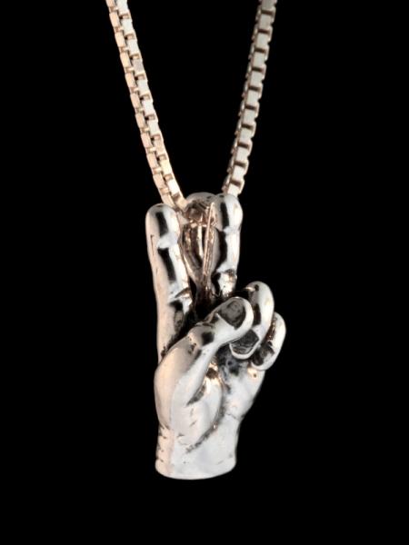 Peace Hand Sign Charm - Silver picture