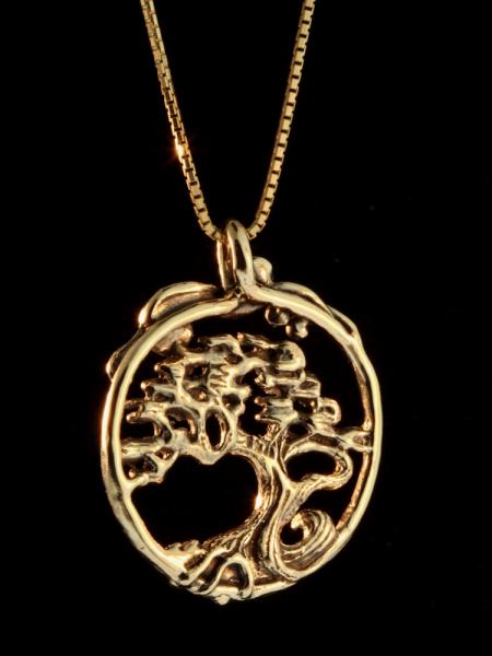 Cypress - Bonsai Tree Pendant - 14k Gold picture