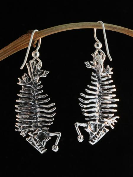 Phantom Angler Fish Skeleton Earrings - Silver picture