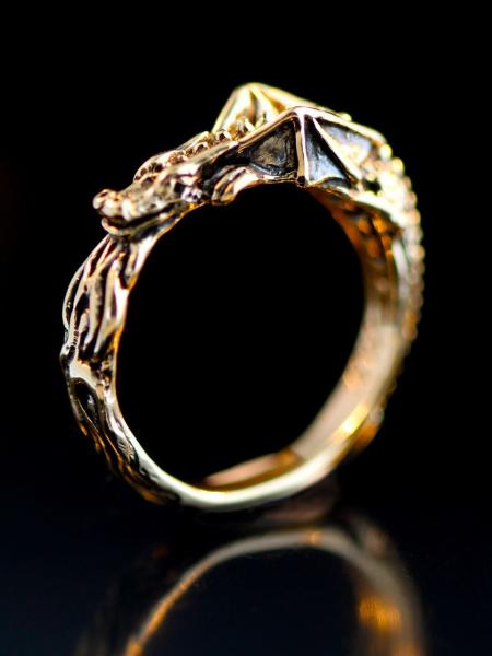 14k Gold Flame Dragon Ring picture