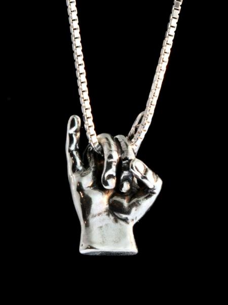 Rock On Hand Charm - Silver