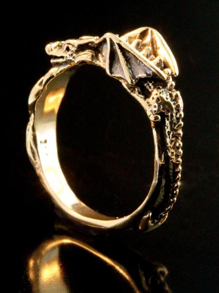 14k Gold Flame Dragon Ring picture