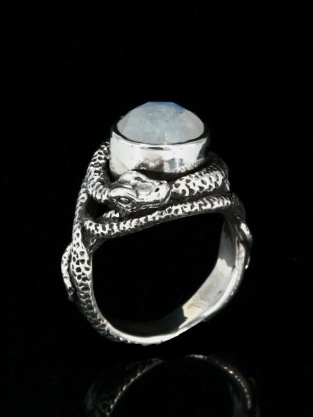 Oracle Snake Ring with Gemstone - Silver picture