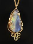 Wave Drop Opal Pendant - 18K Gold