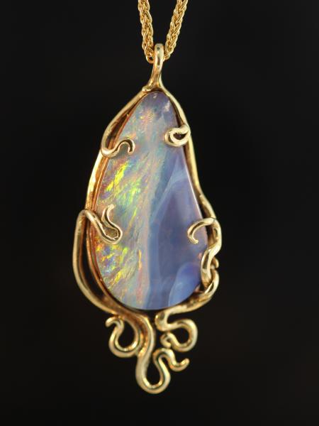 Wave Drop Opal Pendant - 18K Gold picture